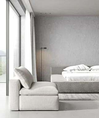 Interior de vivienda minimalista con sillón